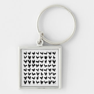 Chicken Silhouettes Keychain