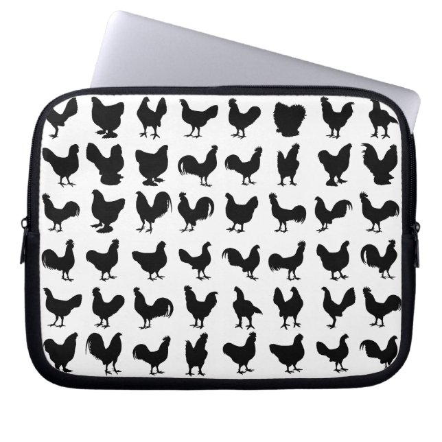 Chicken Silhouettes Laptop Sleeve (Front)