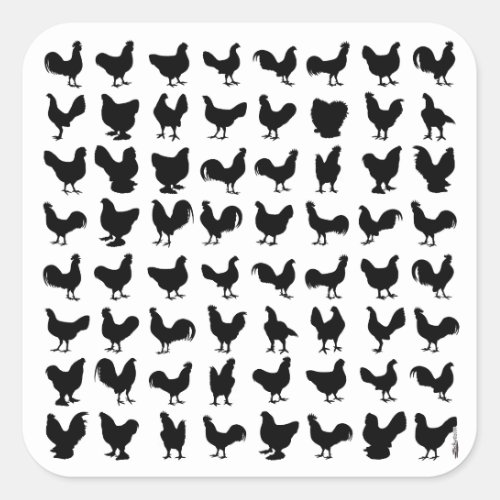 Chicken Silhouettes Square Sticker