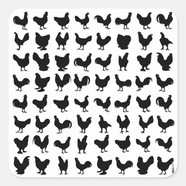 Chicken Silhouettes Square Sticker (Front)