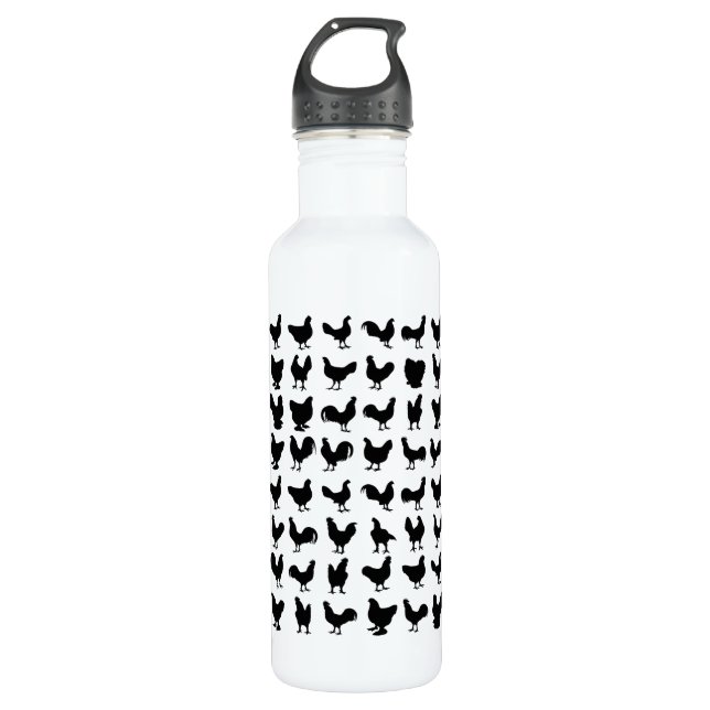 Chicken Silhouettes Water Bottle (Front)