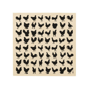 Chicken Silhouettes Wood Wall Art