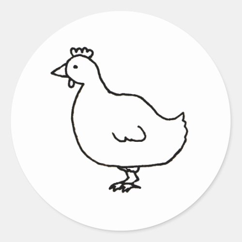Chicken _ simple clean original line art drawing classic round sticker