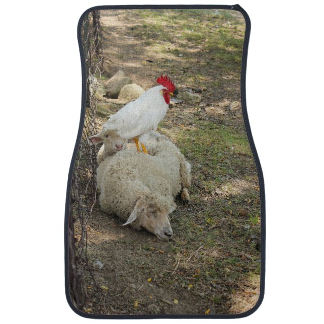 Chicken Sitting on a Sheep Car Floor Mat (Front)