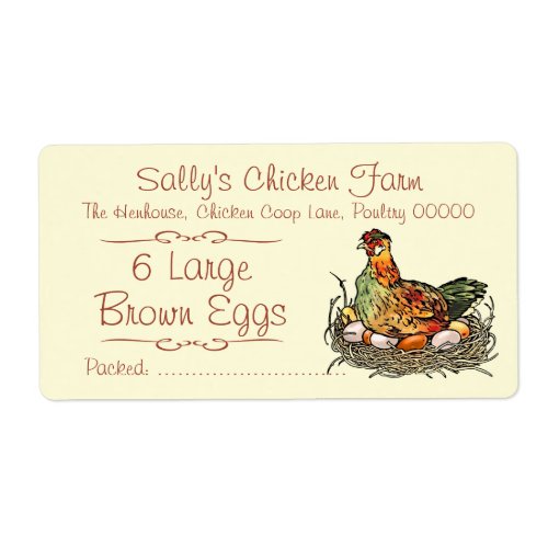 Chicken sitting on eggs colorful drawing label