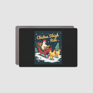 Chicken Sleigh Ride Car Magnet