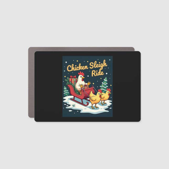 Chicken Sleigh Ride Car Magnet (Front)