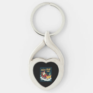 Chicken Sleigh Ride Keychain