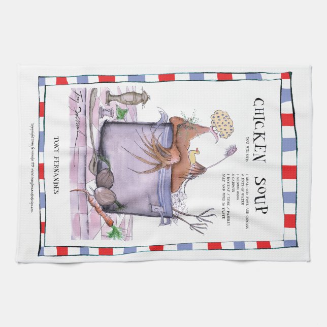 chicken soup recipe, tony fernandes teatowel towel (Horizontal)