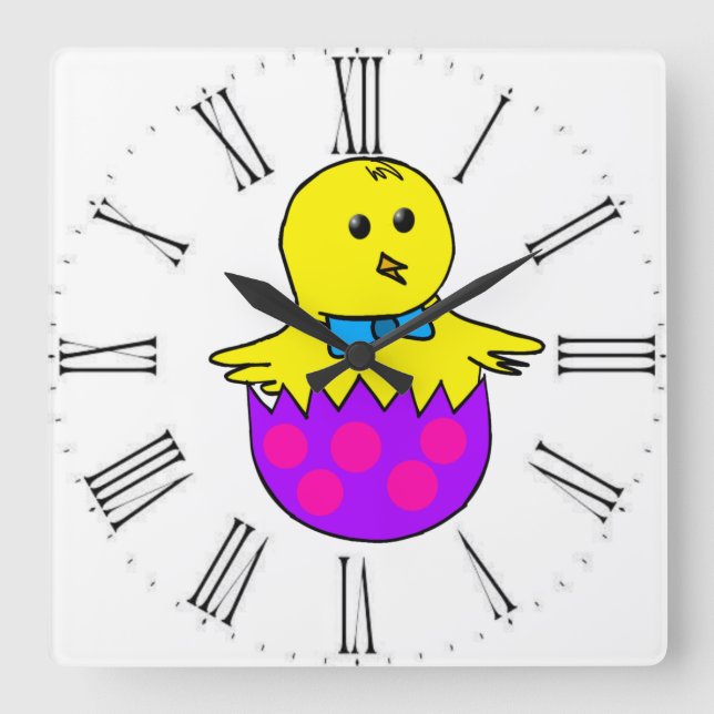 Chicken Square Wall Clock (Front)