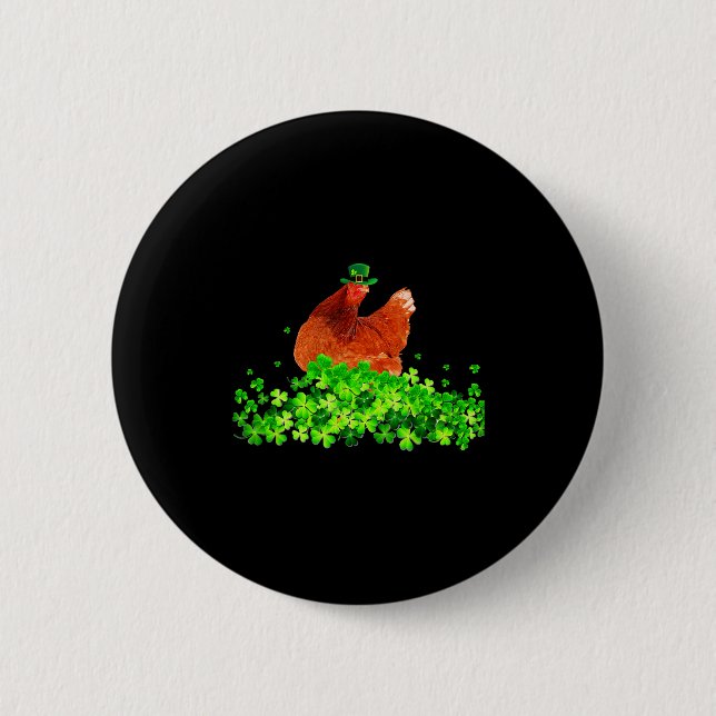 Chicken St Patricks Day Chicken Lover Irish Shamro Button (Front)