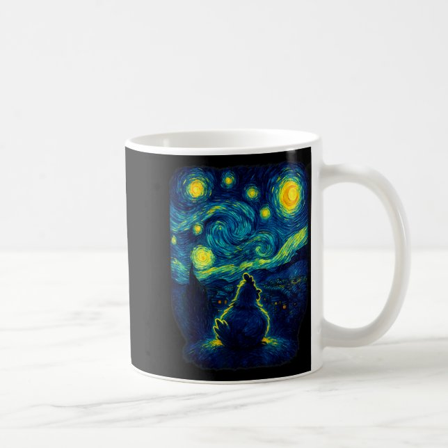 Chicken Starry Funny Night Van Gogh Farm Lover Gir Coffee Mug (Right)