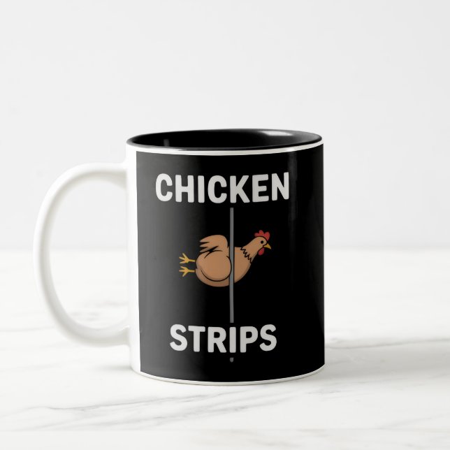 Chicken Strips Pun Funny Jokes Sarcastic Life  Two-Tone Coffee Mug (Left)