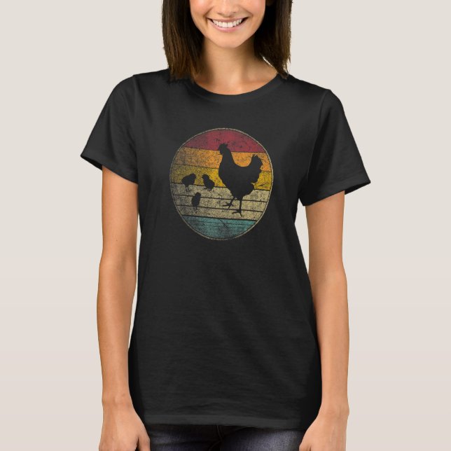 Chicken  Sun Retro Hen Bird Chicks Farm Mom Mommy T-Shirt (Front)