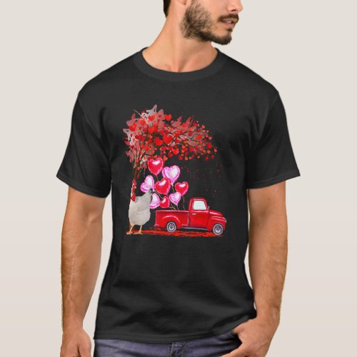 Chicken Sunglasses Hearts Tree Pickup Truck Farmer T_Shirt
