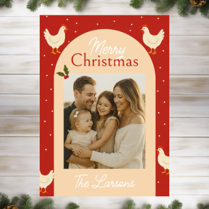Chicken Themed Christmas Photo Card