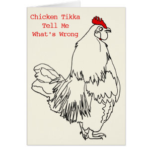 Chicken Tikka Funny Rooster Pop Song Parody Slogan Cards
