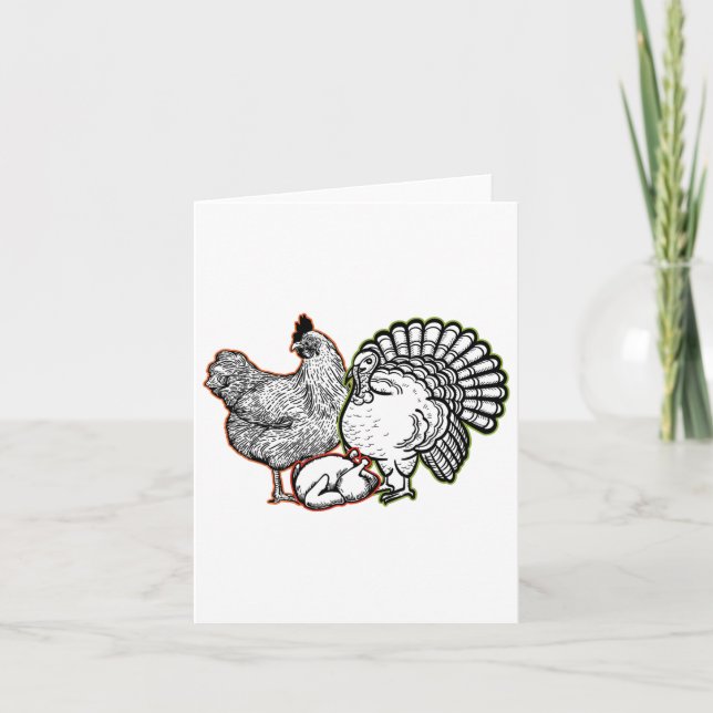 Chicken Turkey Thanksgiving Day Funny Animal Fall  Card (Front)
