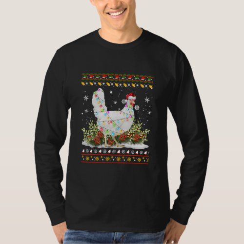 Chicken Ugly Christmas Sweater Santa Hat Tree