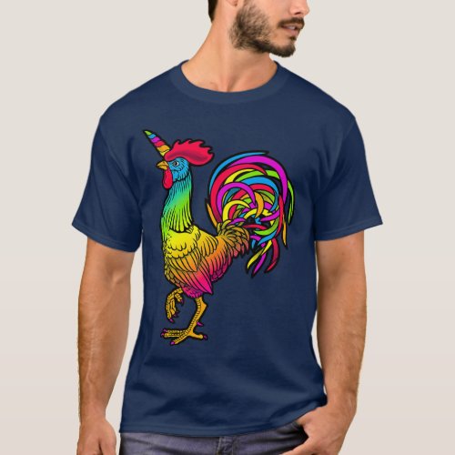 Chicken Unicorn Rainbow Rooster Graphic T_Shirt