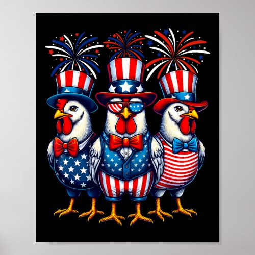 Chicken Usa Flag Chicken Lover 4th Of July  Poster