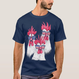 Chicken USA Flag Funny Chicken Lovers Mom Dad 4th  T-Shirt