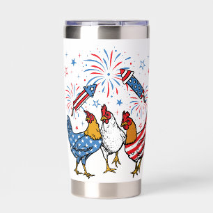 Chicken USA Flag Patriotic 4th of July Insulated Tumbler