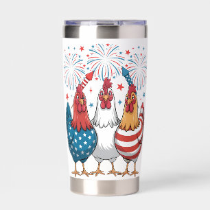 Chicken USA Flag Patriotic 4th of July Insulated Tumbler
