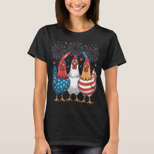 Chicken USA Flag Patriotic 4th of July Women T-Shirt