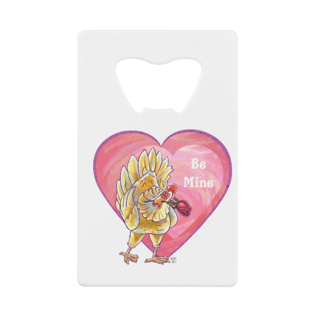 Chicken Valentine's Day Credit Card Bottle Opener (Front)