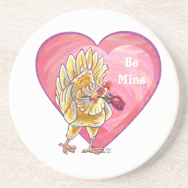Chicken Valentine's Day Drink Coaster (Front)