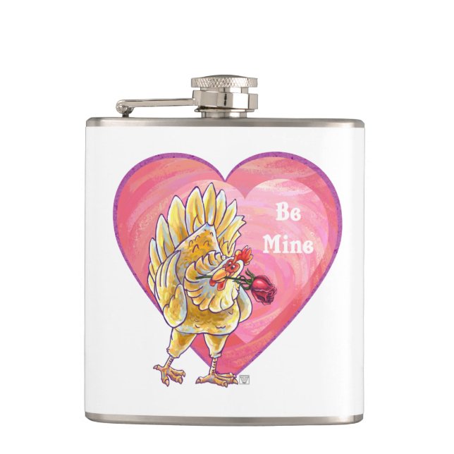 Chicken Valentine's Day Flask (Front)