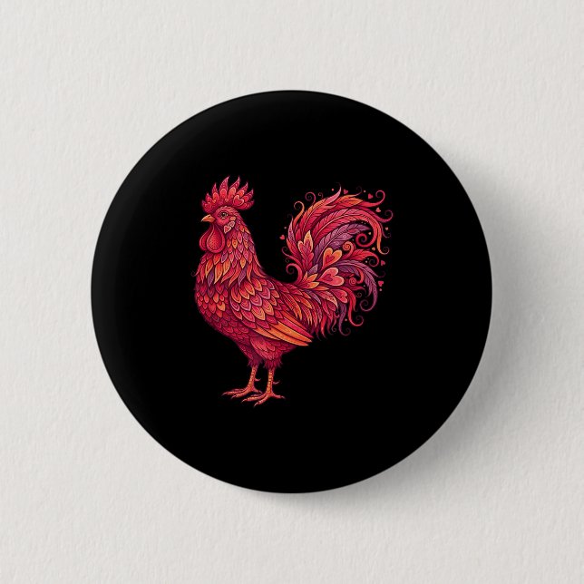 Chicken Valentines Day Heart For Farmers Cute Chic Button (Front)