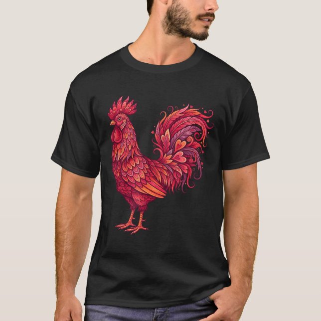 Chicken Valentines Day Heart For Farmers Cute Chic T-Shirt (Front)