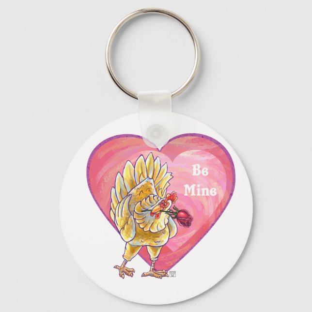 Chicken Valentine's Day Keychain (Front)