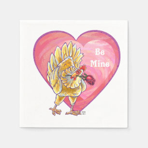 Chicken Valentine's Day Paper Napkins