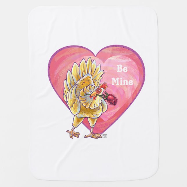 Chicken Valentine's Day Stroller Blanket (Front)