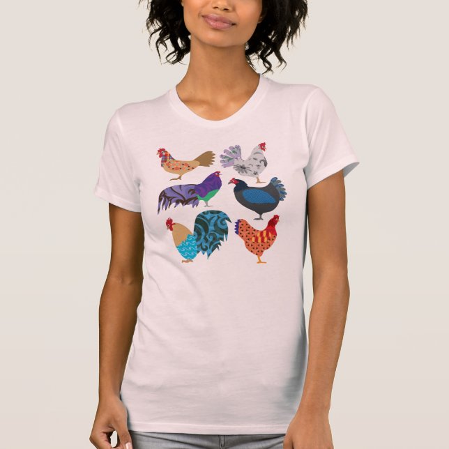 Chicken Variety Colorful Birds T-Shirt (Front)