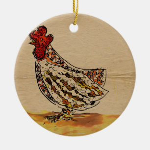 Chicken Vintage Ceramic Ornament