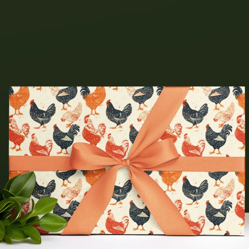 Chicken Vintage Pattern Wrapping Paper