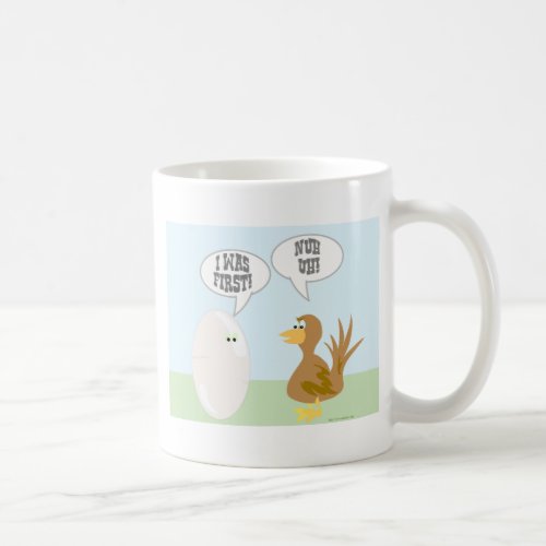 Chicken Vs Egg Funny Animal Cartoon Design Coffee Mug
