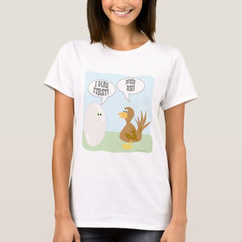 Chicken Vs Egg Funny Animal Cartoon Design T_Shirt