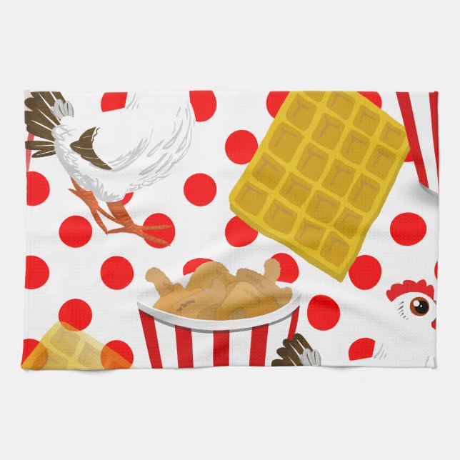 chicken waffles kitchen towel (Horizontal)
