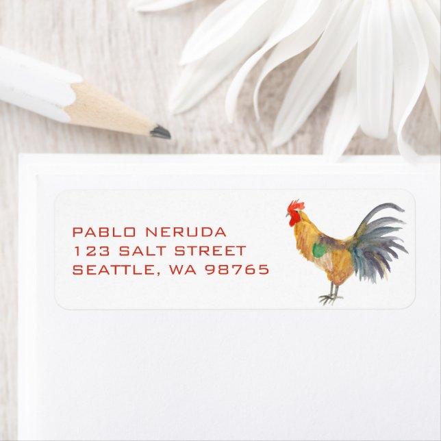 Chicken Watercolor CUSTOM Mailing Label (Insitu)