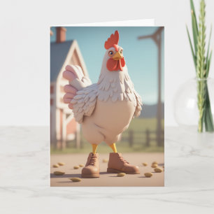 Chicken wearing Boots Card