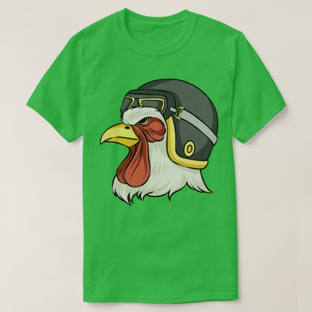 Chicken Wearing Helmet And Goggles Chickens Hens T-Shirt (Design Front)