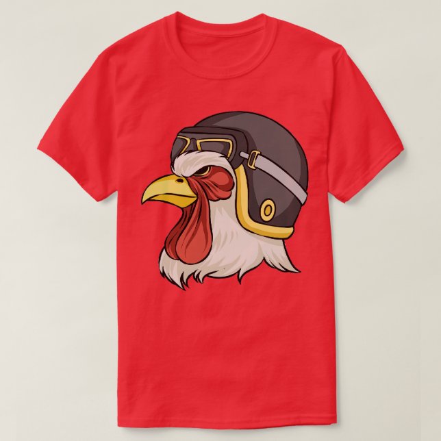 Chicken Wearing Helmet And Goggles Chickens Hens T-Shirt (Design Front)
