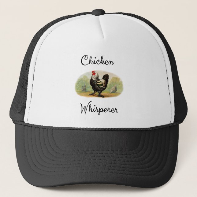 Chicken Whisperer Antique Rooster Funny Humorous Trucker Hat (Front)