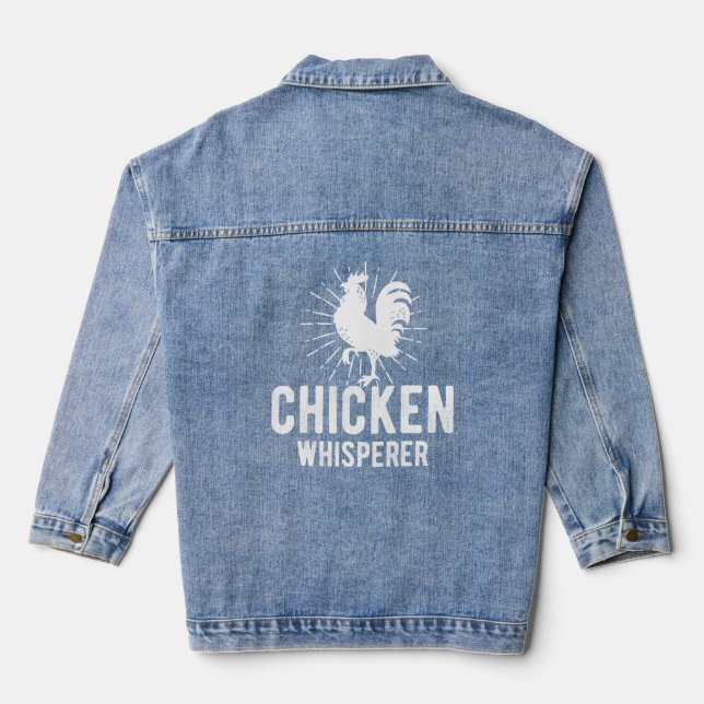 Chicken Whisperer Funny Farm Chicken Face Farming  Denim Jacket (Back)