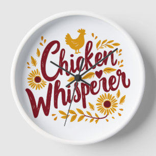 Chicken Whisperer Rustic Farmhouse Cottagecore Clock